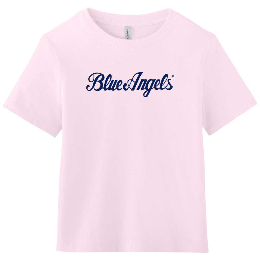 Blue Angels Script Women's Pink Heavyweight Tee