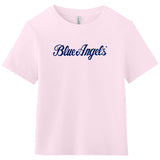 Blue Angels Script Women's Pink Heavyweight Tee